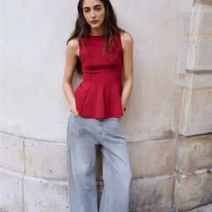 H&M Red Peplum Tank Top